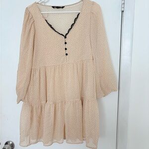 Zara Beige Dress with Black Dots